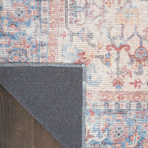 Homeroots 12' Runner Beige And Blue Floral Power Loom Distressed Runner Rug  Cotton Blend 553135