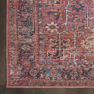 Homeroots 12' Runner Blue And Red Floral Power Loom Distressed Runner Rug  Cotton Blend 553137