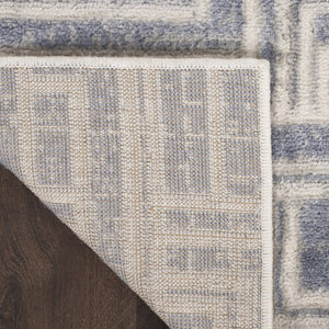 HomeRoots 9' Blue Geometric Distressed Area Rug - Stylish Vintage-Inspired Design for Modern & Traditional Spaces 9' X 12' 553138