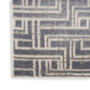 HomeRoots 9' Blue Geometric Distressed Area Rug - Stylish Vintage-Inspired Design for Modern & Traditional Spaces 9' X 12' 553138