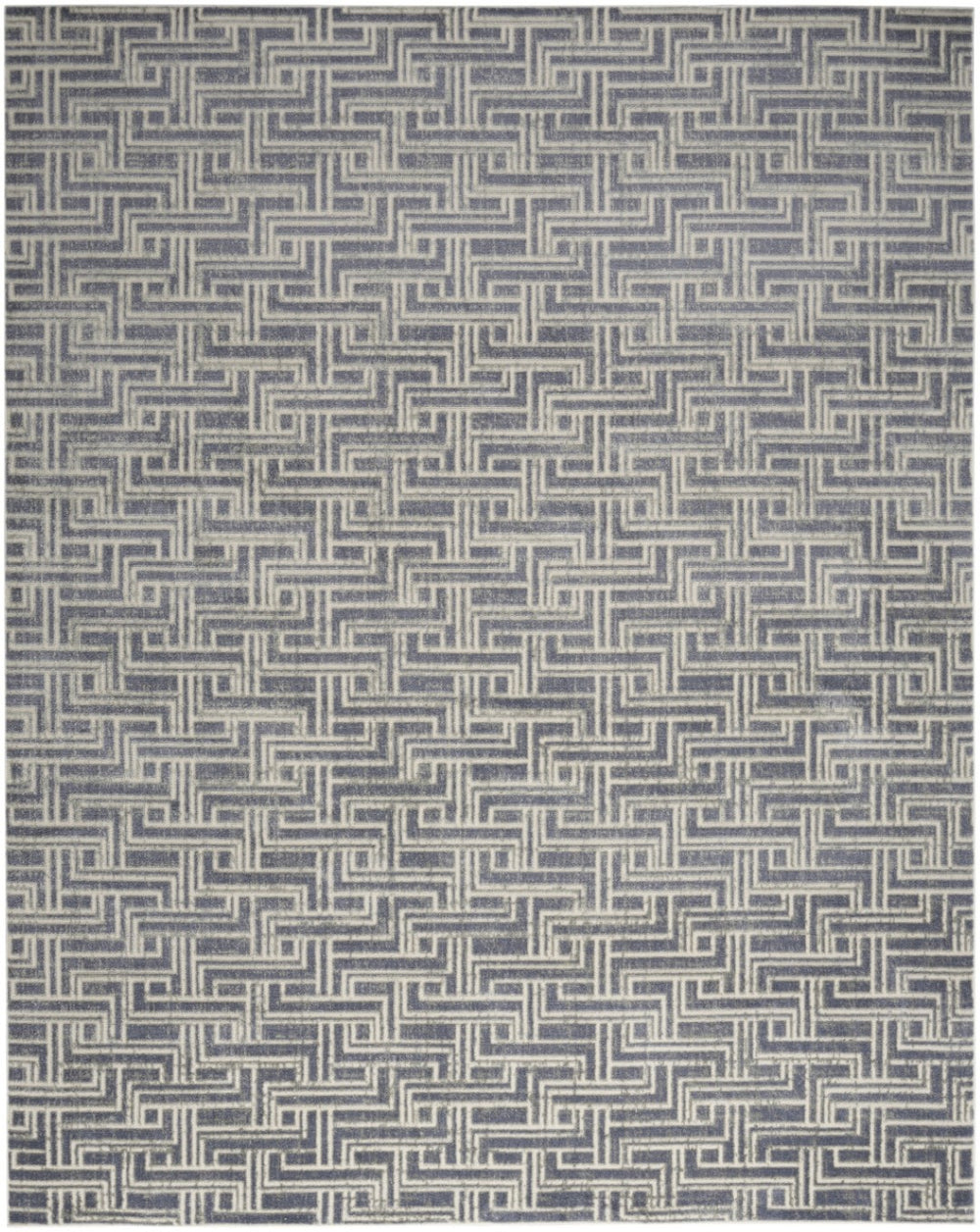HomeRoots 9' Blue Geometric Distressed Area Rug - Stylish Vintage-Inspired Design for Modern & Traditional Spaces 9' X 12' 553138