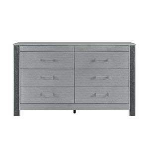 English Elm Lorenzo Elegant Chest with Hidden Jewelry Compartment, Acrylic Bar Handle and Glittered Detailing for Luxe Storage Silver 64.96 L x 18.5 W x 40.94 H B201P298428