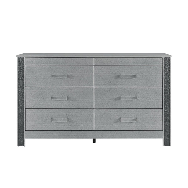 English Elm Lorenzo Elegant Chest with Hidden Jewelry Compartment, Acrylic Bar Handle and Glittered Detailing for Luxe Storage Silver 64.96 L x 18.5 W x 40.94 H B201P298428