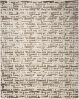 HomeRoots 9' Stylish Ivory and Brown Geometric Area Rug - Durable, Stain-Resistant Design for Modern Spaces 9' X 12' 553139
