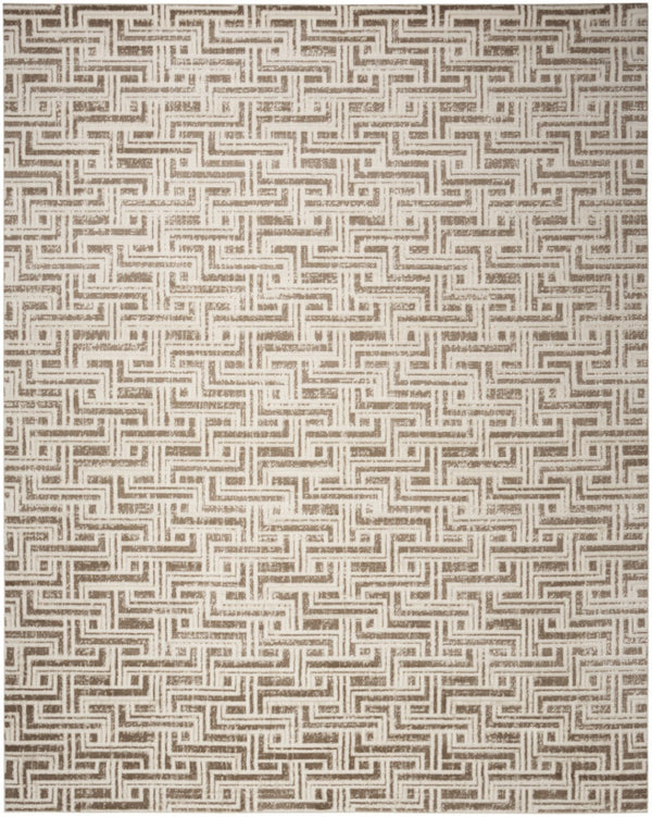 HomeRoots 9' Stylish Ivory and Brown Geometric Area Rug - Durable, Stain-Resistant Design for Modern Spaces 9' X 12' 553139