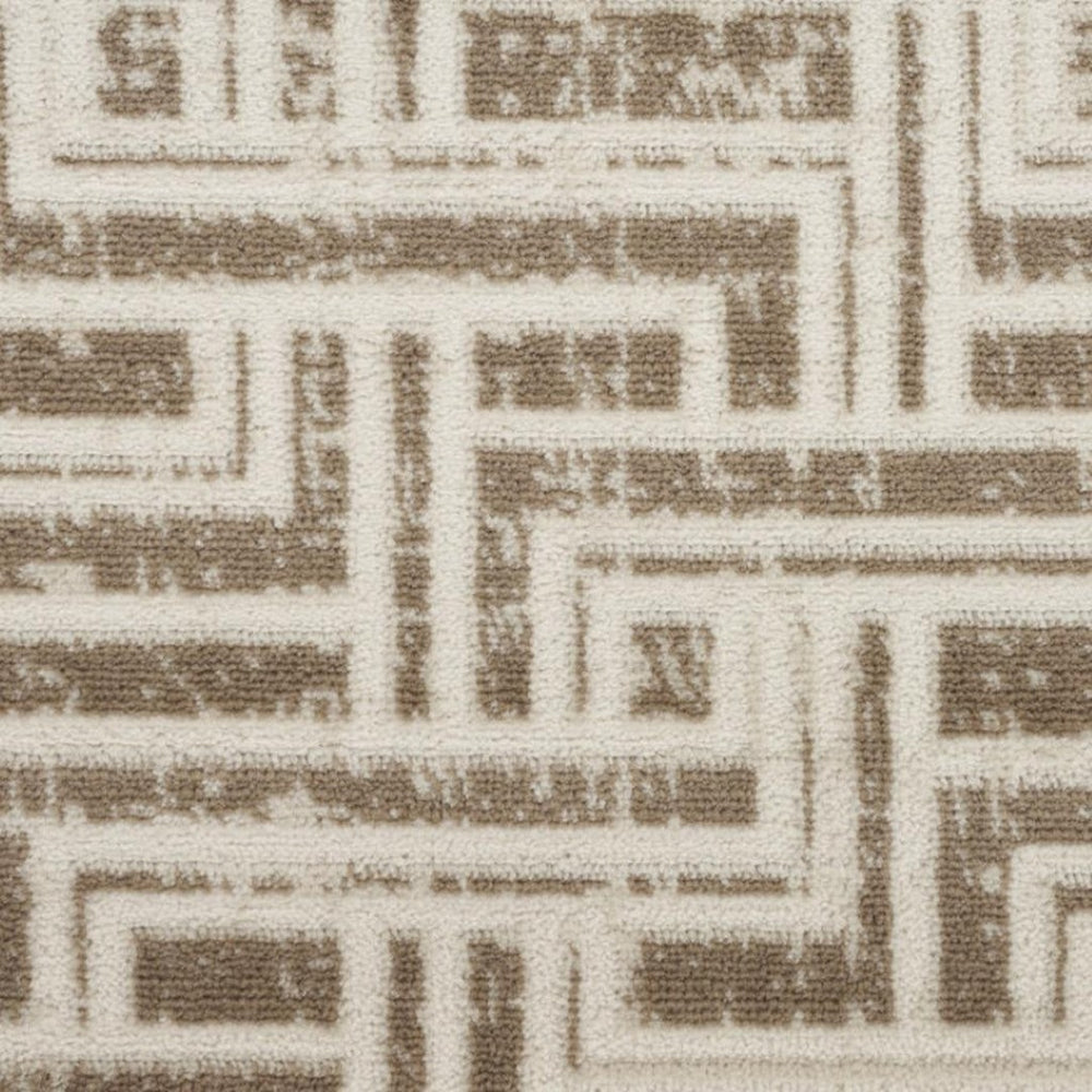 HomeRoots 9' Stylish Ivory and Brown Geometric Area Rug - Durable, Stain-Resistant Design for Modern Spaces 9' X 12' 553139