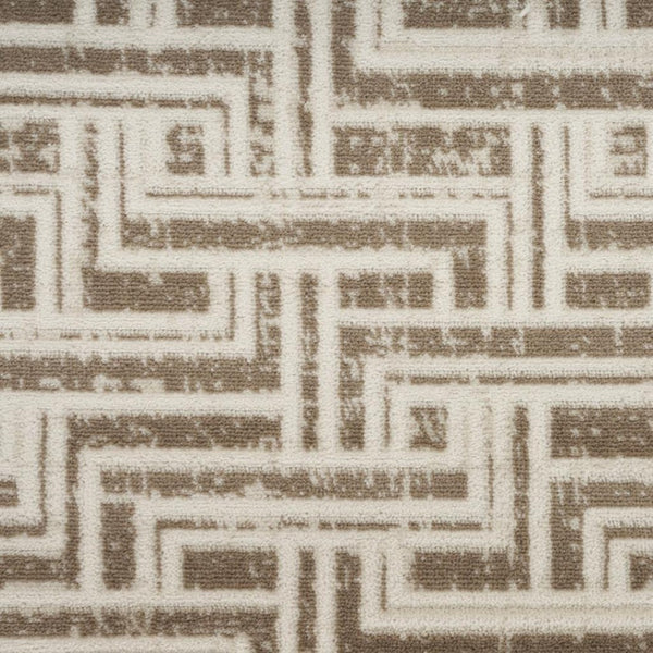 HomeRoots 9' Stylish Ivory and Brown Geometric Area Rug - Durable, Stain-Resistant Design for Modern Spaces 9' X 12' 553139