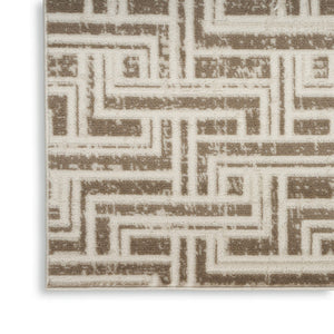 HomeRoots 9' Stylish Ivory and Brown Geometric Area Rug - Durable, Stain-Resistant Design for Modern Spaces 9' X 12' 553139
