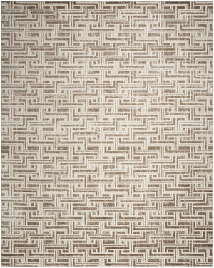 HomeRoots 9' Stylish Ivory and Brown Geometric Area Rug - Durable, Stain-Resistant Design for Modern Spaces 9' X 12' 553139