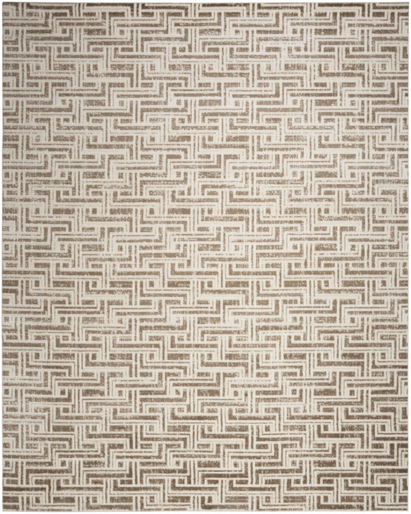 HomeRoots 9' Stylish Ivory and Brown Geometric Area Rug - Durable, Stain-Resistant Design for Modern Spaces 9' X 12' 553139