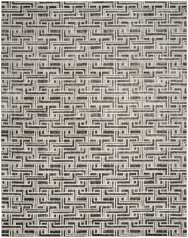 Homeroots 9' X 12' Gray Geometric Distressed Area Rug  Synthetic 553140