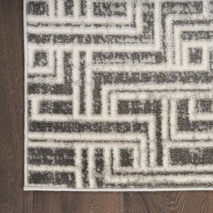 HomeRoots 9' Gray Geometric Distressed Area Rug - Modern Elegance for Living Spaces with Textured Design 9' X 12' 553140