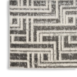 HomeRoots 9' Gray Geometric Distressed Area Rug - Modern Elegance for Living Spaces with Textured Design 9' X 12' 553140