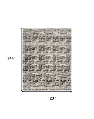 Homeroots 9' X 12' Gray Geometric Distressed Area Rug  Synthetic 553140