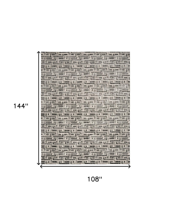 Homeroots 9' X 12' Gray Geometric Distressed Area Rug  Synthetic 553140