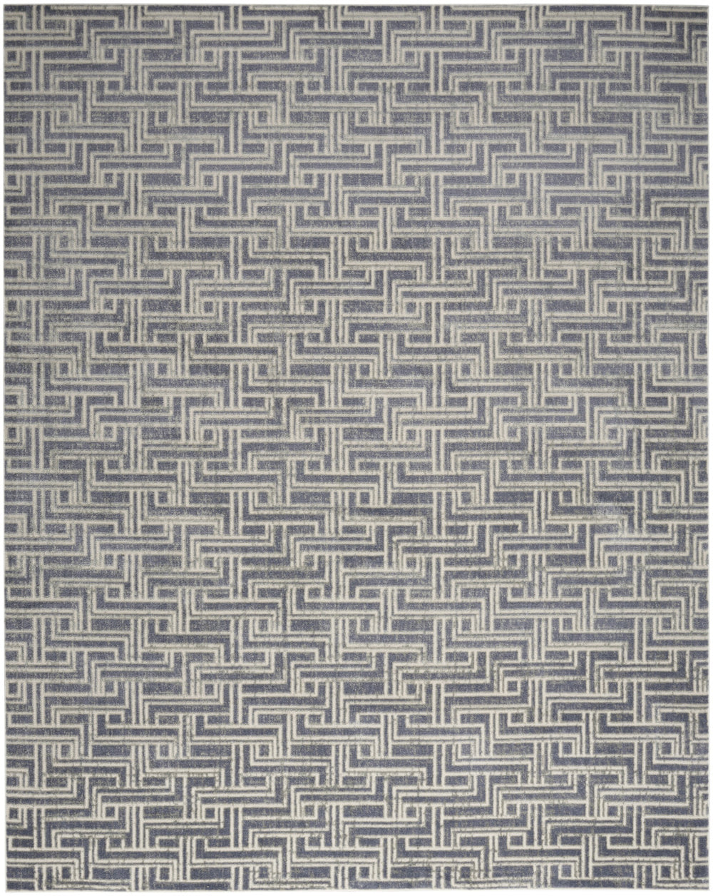 Homeroots 8' X 10' Blue Geometric Distressed Area Rug  Synthetic 553141