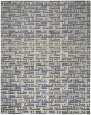 Homeroots 8' X 10' Blue Geometric Distressed Area Rug  Synthetic 553141