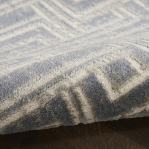 HomeRoots 9' Blue Geometric Distressed Area Rug - Stylish Vintage-Inspired Design for Modern & Traditional Spaces 8' X 10' 553141