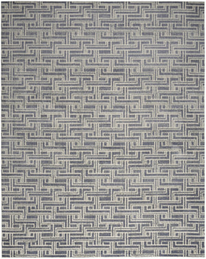 HomeRoots 9' Blue Geometric Distressed Area Rug - Stylish Vintage-Inspired Design for Modern & Traditional Spaces 8' X 10' 553141