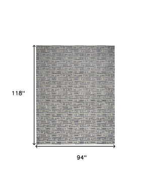 Homeroots 8' X 10' Blue Geometric Distressed Area Rug  Synthetic 553141