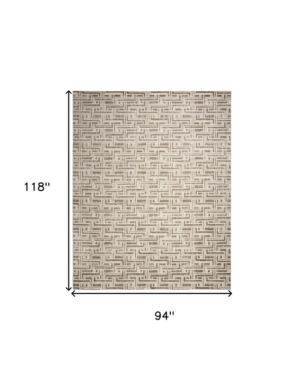 Homeroots 8' X 10' Brown Geometric Distressed Area Rug  Synthetic 553142