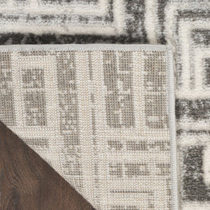 HomeRoots 9' Gray Geometric Distressed Area Rug - Modern Elegance for Living Spaces with Textured Design 8' X 10' 553143