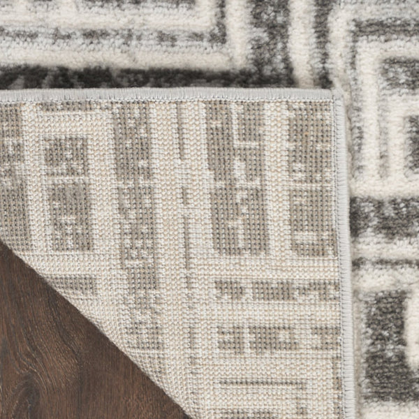 HomeRoots 9' Gray Geometric Distressed Area Rug - Modern Elegance for Living Spaces with Textured Design 8' X 10' 553143