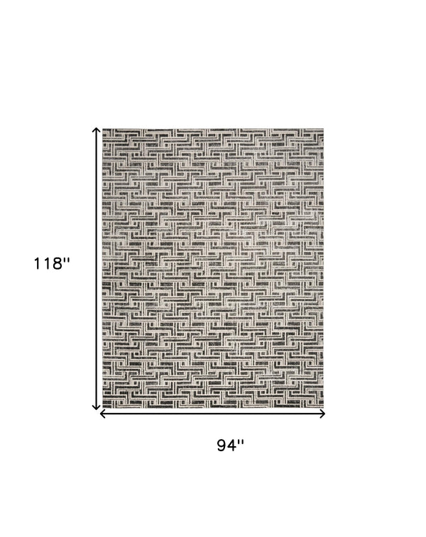 Homeroots 8' X 10' Gray Geometric Distressed Area Rug  Synthetic 553143