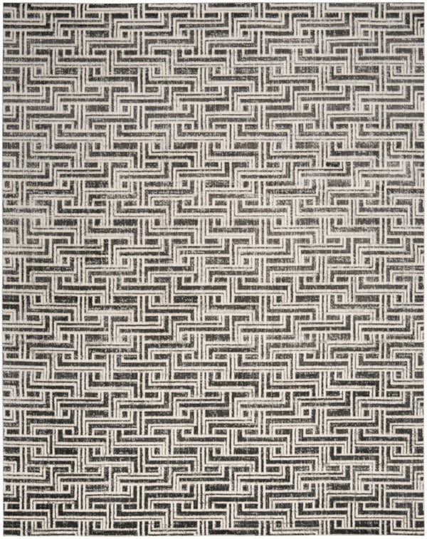 HomeRoots 9' Gray Geometric Distressed Area Rug - Modern Elegance for Living Spaces with Textured Design 8' X 10' 553143