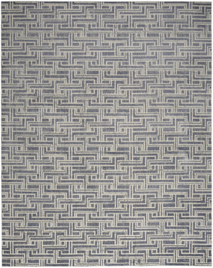 Homeroots 5' X 7' Blue Geometric Distressed Area Rug  Synthetic 553147