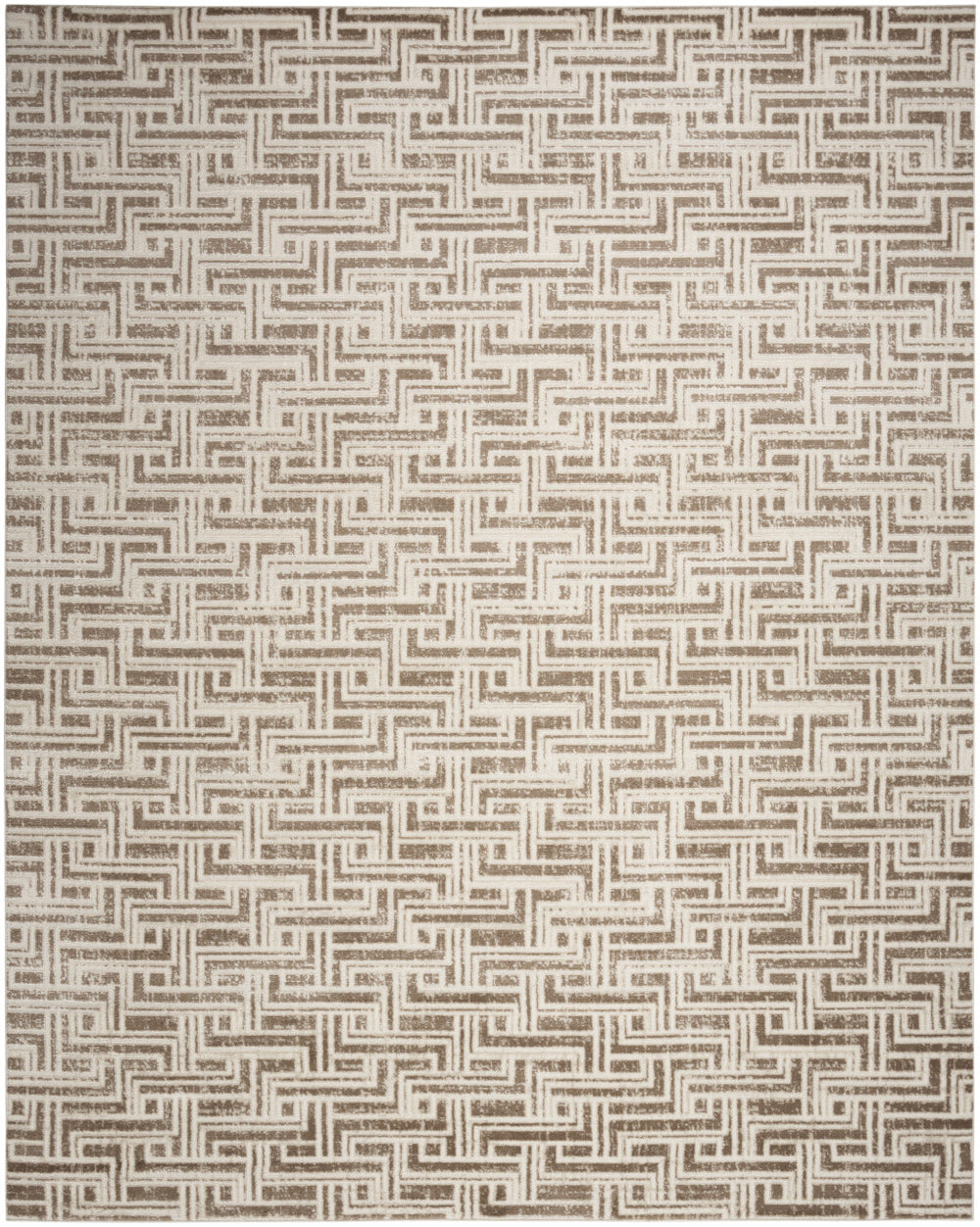 Homeroots 5' X 7' Brown Geometric Distressed Area Rug  Synthetic 553148
