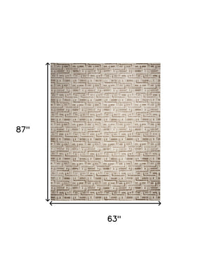 Homeroots 5' X 7' Brown Geometric Distressed Area Rug  Synthetic 553148