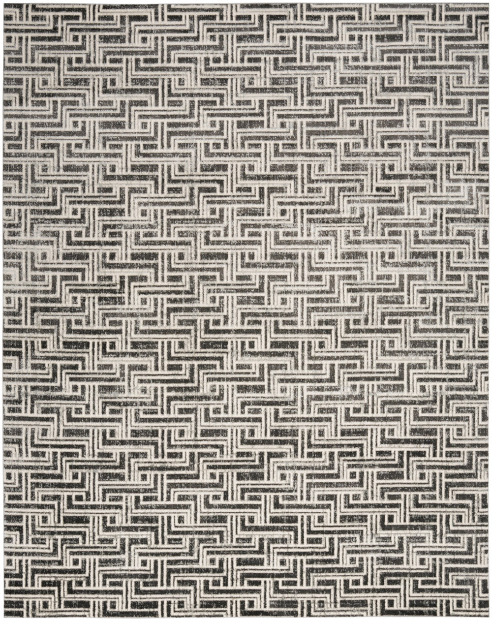 Homeroots 5' X 7' Gray Geometric Distressed Area Rug  Synthetic 553149