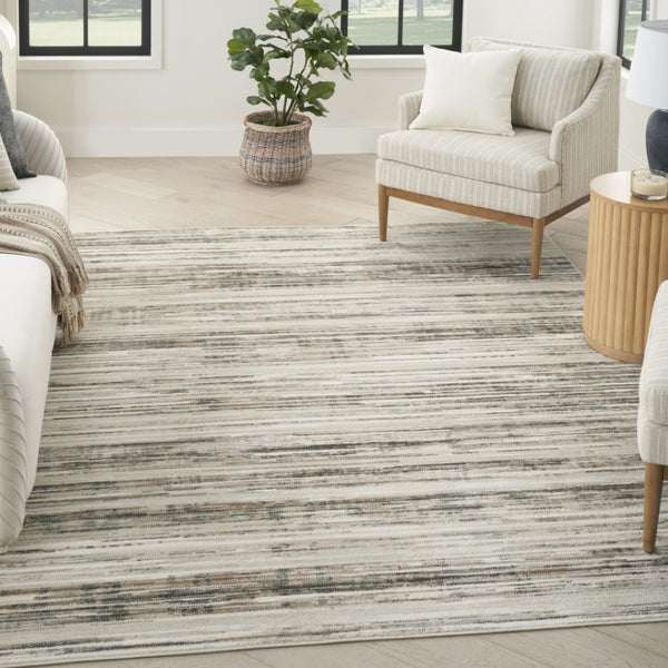 HomeRoots 9' Cream Abstract Distressed Area Rug - Modern Elegance for Living Spaces, Versatile & Stylish Decor 9' X 12' 553153