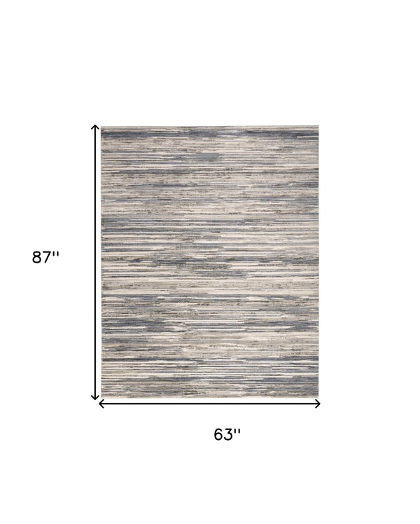 Homeroots 5' X 7' Cream Abstract Distressed Area Rug  Synthetic 553158
