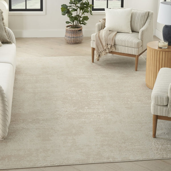 HomeRoots 9' Cream Abstract Area Rug - Modern High-Low Design for Versatile Decor, Durable & Easy Care! 9' X 12' 553163