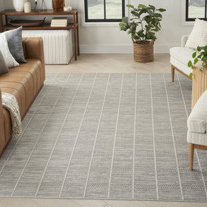 HomeRoots 9' Stylish Gray Geometric Area Rug – Modern Design, Durable, Soft Surface for Living Room or Bedroom 9' X 12' 553174