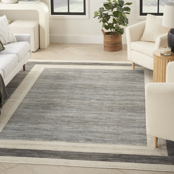 HomeRoots 9' Gray Geometric Area Rug - Modern Elegance for Any Room, Durable Design & Effortless Style Upgrade 9' X 12' 553175