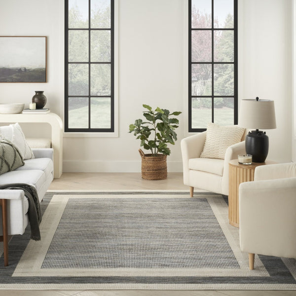 HomeRoots 9' Gray Geometric Area Rug - Modern Elegance for Any Room, Durable Design & Effortless Style Upgrade 9' X 12' 553175