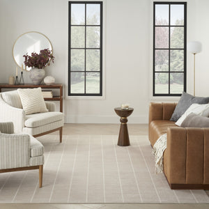 HomeRoots 9' Modern Cream Geometric Area Rug – Elegant Textured Design for Living Rooms, Dining, and More 8' X 10' 553176