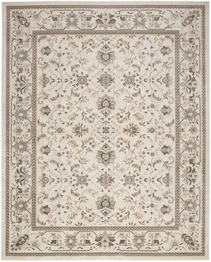 Homeroots 9' X 12' Cream Floral Distressed Area Rug  Synthetic 553192