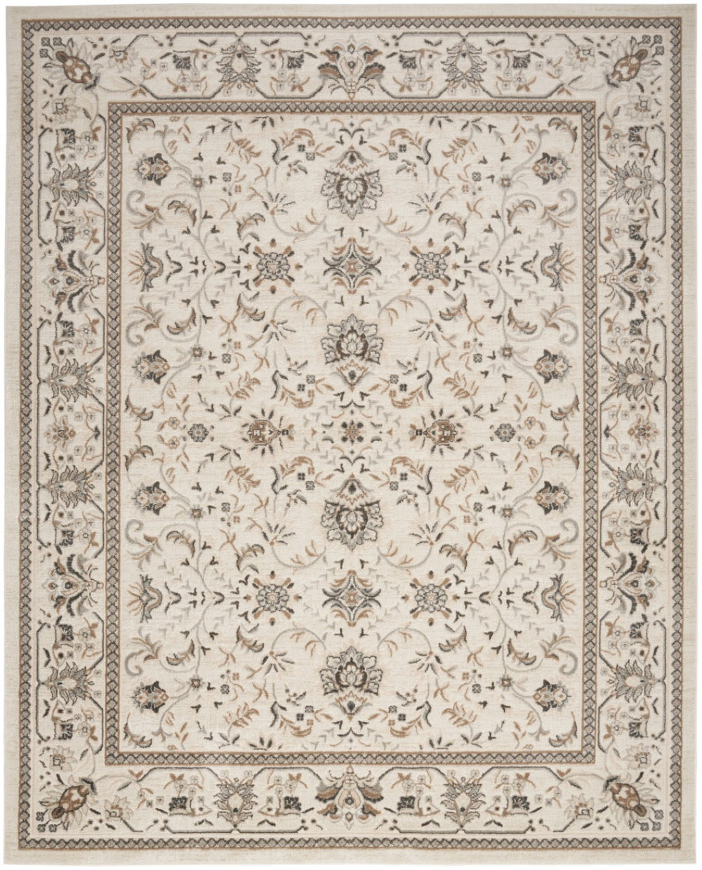 HomeRoots 9' Cream Floral Distressed Area Rug - Timeless Elegance for Living Rooms, Farmhouse Décor & More! 9' X 12' 553192