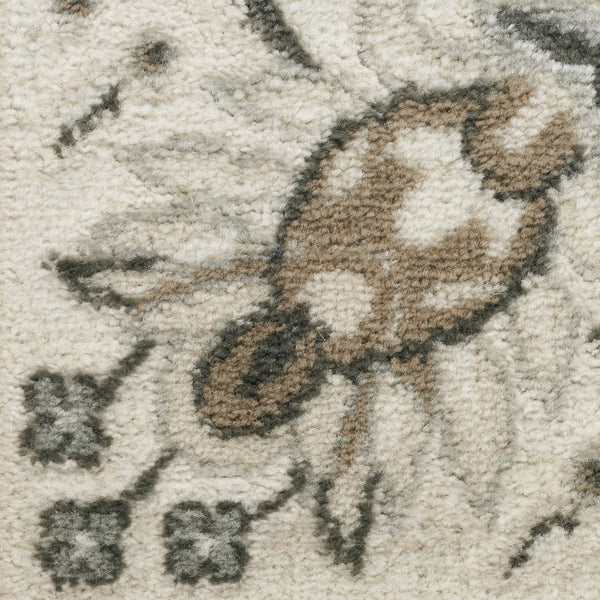 HomeRoots 9' Cream Floral Distressed Area Rug - Timeless Elegance for Living Rooms, Farmhouse Décor & More! 9' X 12' 553192