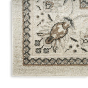 HomeRoots 9' Cream Floral Distressed Area Rug - Timeless Elegance for Living Rooms, Farmhouse Décor & More! 9' X 12' 553192