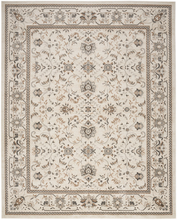 Homeroots 9' X 12' Cream Floral Distressed Area Rug  Synthetic 553192
