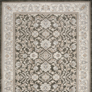 Homeroots 9' X 12' Gray Floral Distressed Area Rug  Synthetic 553193