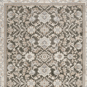 Homeroots 9' X 12' Gray Floral Distressed Area Rug  Synthetic 553193