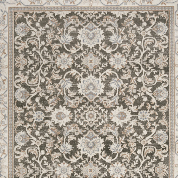 Homeroots 9' X 12' Gray Floral Distressed Area Rug  Synthetic 553193