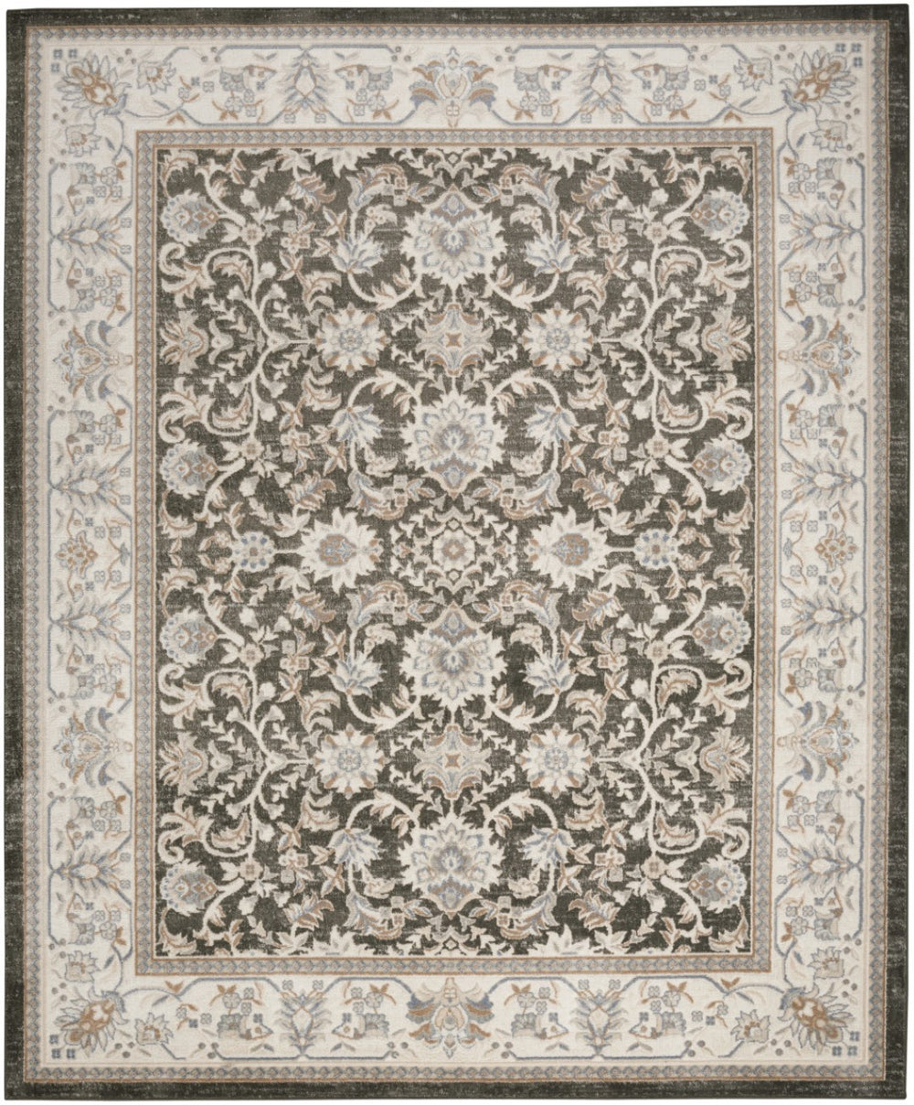 HomeRoots 9' Gray Floral Distressed Area Rug - Elegant Vintage Design for Living Room & Bedroom Décor 9' X 12' 553193
