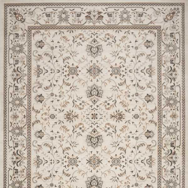 Homeroots 8' X 10' Cream Floral Distressed Area Rug  Synthetic 553194